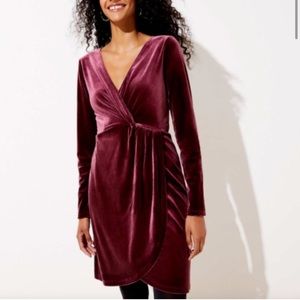 Ann Taylor LOFT Wine Burgundy Velvet Dress XL